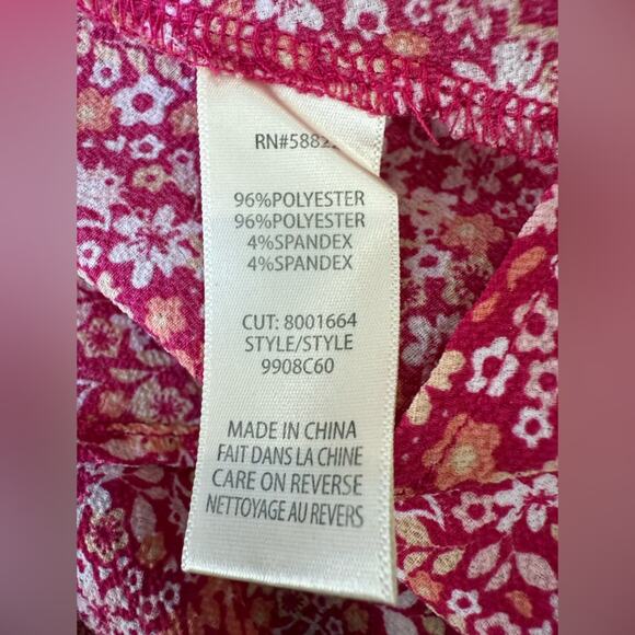 Max Studio Floral Dot Print Balloon Sleeve Wrap Dress In Dark Pink Size Large - Picture 9 of 10